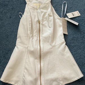 NEW W TAGS Size xSMALL. GUESS Zip-Front WHITE  Denim Peplum Top.  $89 RETAIL